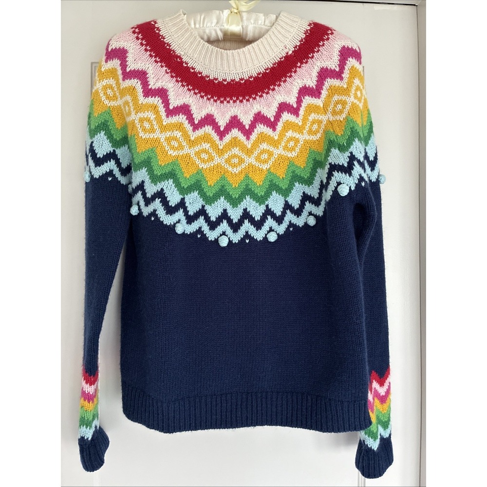 Size 4 Boden Fair Isle Knitted Sweater Navy Multi Coloured